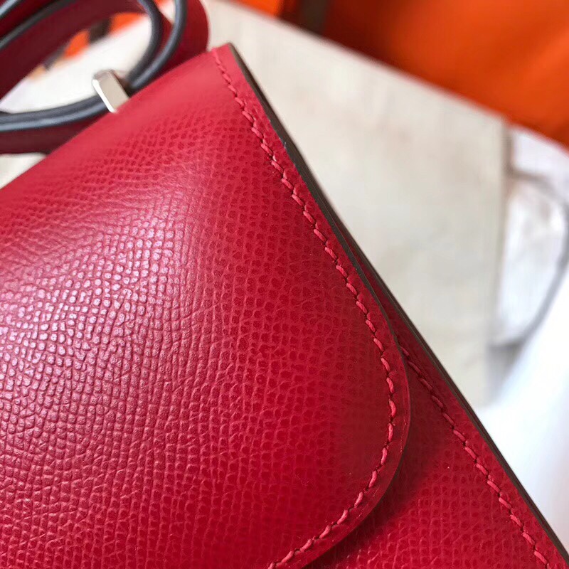 Hermes Constance 24cm Shoulder Bag In Red Epsom Leather